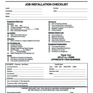 AX 018 Job Installation Checklist