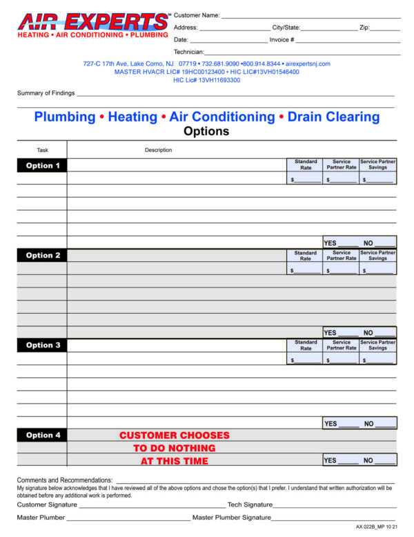 AX 022B MP Plumbing Options