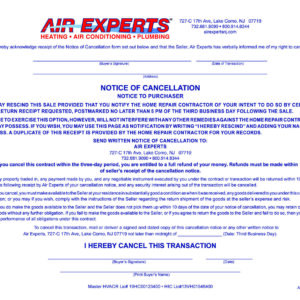 AX 071 Notice of Cancel Form