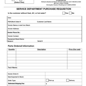 AX 102 Purchase Requisition - Service