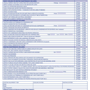 AX 106 Cooling or Heating Maintenance Tune Up
